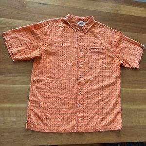NORTHFACE men’s short sleeved button down large shirt. Orange.